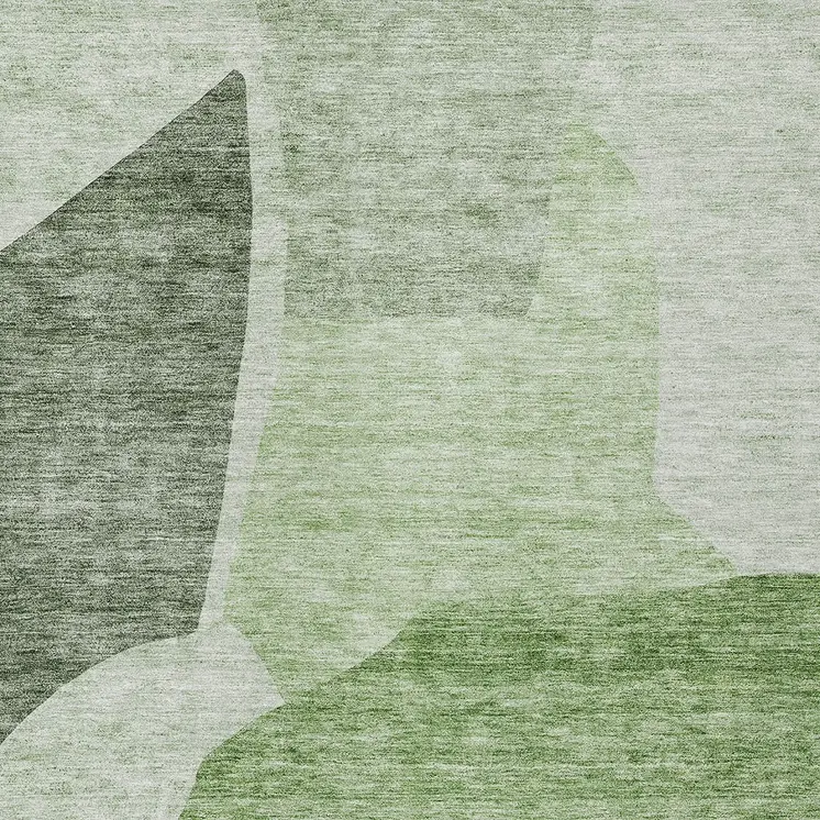 3' X 5' Olive Green And Fern Green Abstract Washable Indoor Outdoor Area Rug