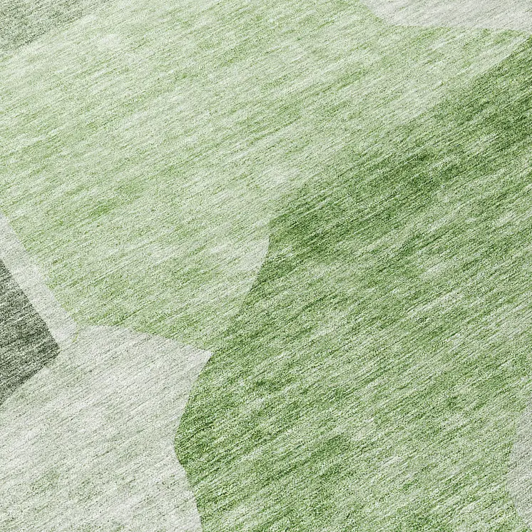 8' Olive Green And Fern Green Round Abstract Washable Indoor Outdoor Area Rug