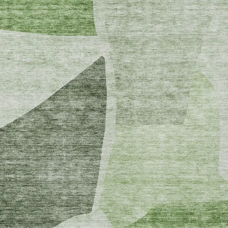 9' X 12' Olive Green And Fern Green Abstract Washable Indoor Outdoor Area Rug