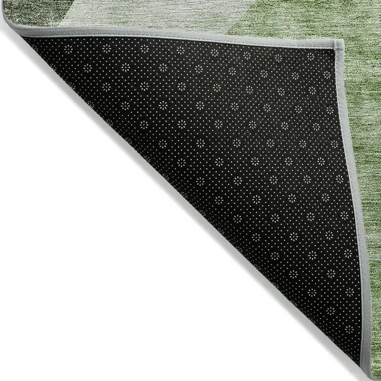 10' X 14' Olive Green And Fern Green Abstract Washable Indoor Outdoor Area Rug