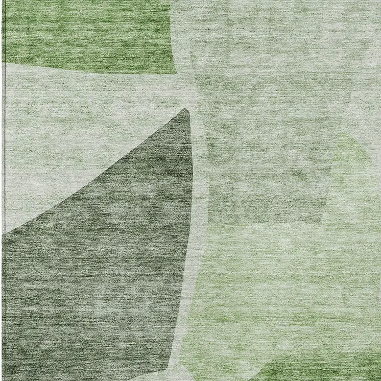 10' X 14' Olive Green And Fern Green Abstract Washable Indoor Outdoor Area Rug