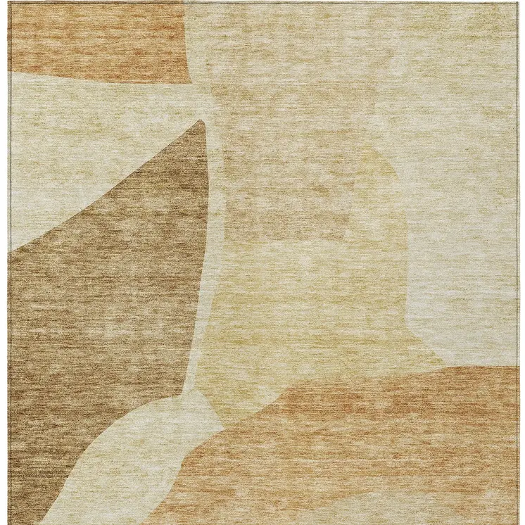 5' X 8' Beige Copper And Brown Abstract Washable Indoor Outdoor Area Rug