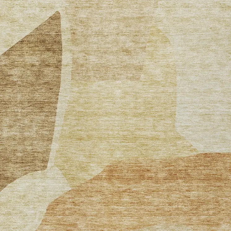 9' X 12' Beige Copper And Brown Abstract Washable Indoor Outdoor Area Rug