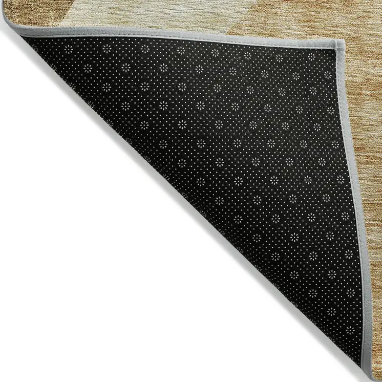 10' X 14' Beige Copper And Brown Abstract Washable Indoor Outdoor Area Rug