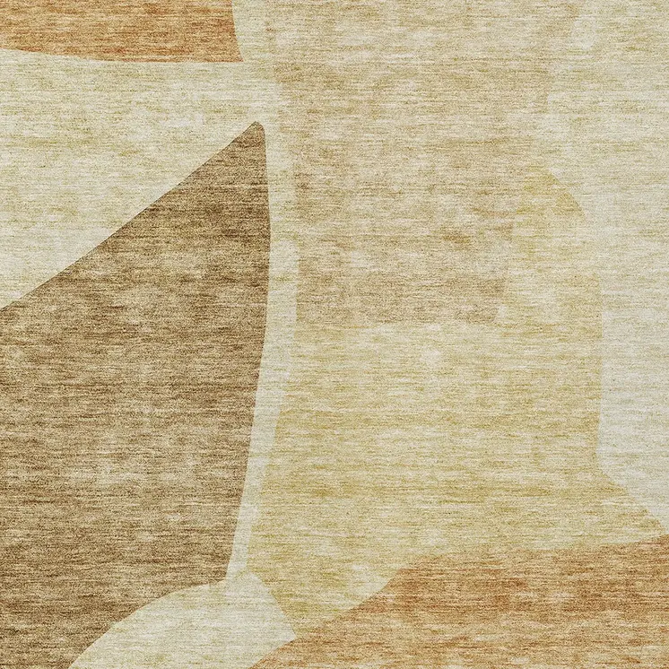 10' X 14' Beige Copper And Brown Abstract Washable Indoor Outdoor Area Rug