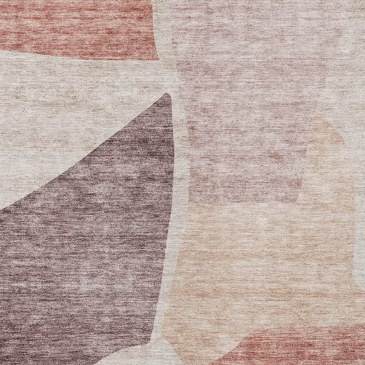 5' X 8' Blush Pink And Mauve Abstract Washable Indoor Outdoor Area Rug