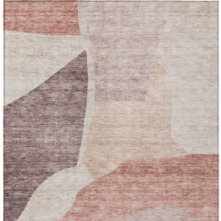 9' X 12' Blush Pink And Mauve Abstract Washable Indoor Outdoor Area Rug