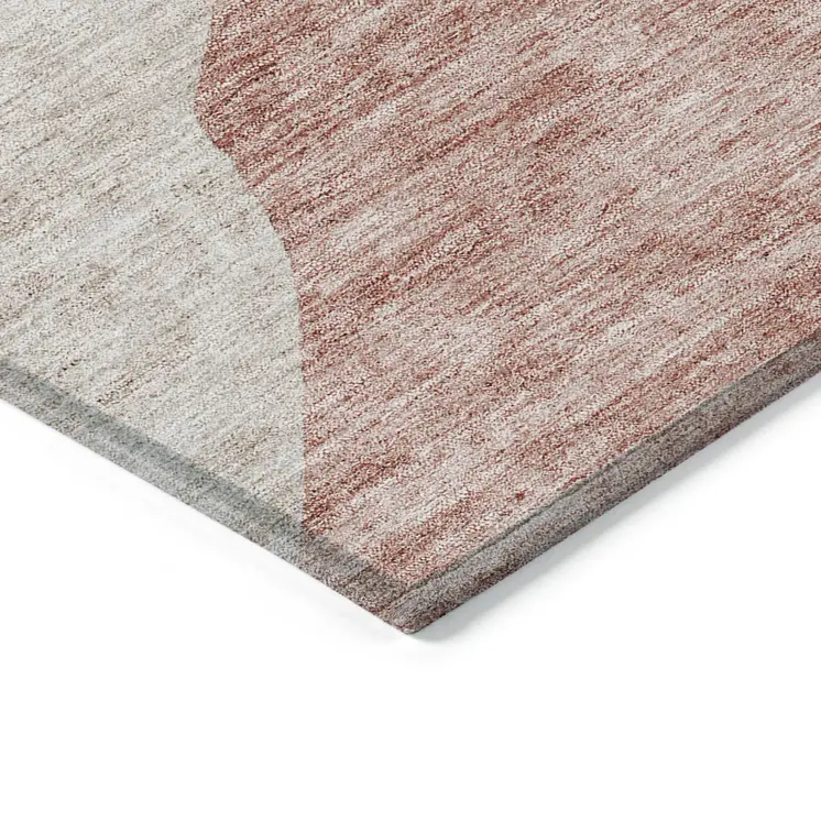 9' X 12' Blush Pink And Mauve Abstract Washable Indoor Outdoor Area Rug