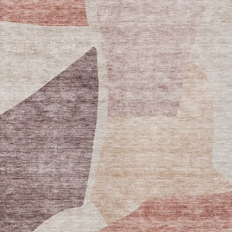 9' X 12' Blush Pink And Mauve Abstract Washable Indoor Outdoor Area Rug