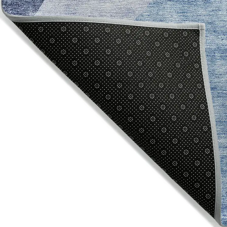 8' X 10' Denim Blue And Navy Blue Abstract Washable Indoor Outdoor Area Rug
