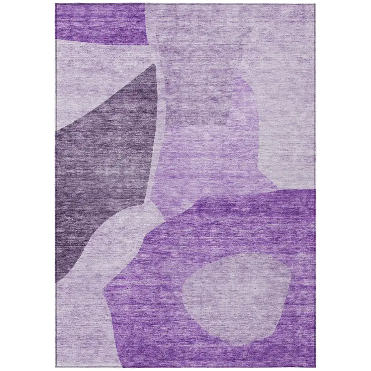 5' X 8' Eggplant Purple And Lilac Abstract Washable Indoor Outdoor Area Rug