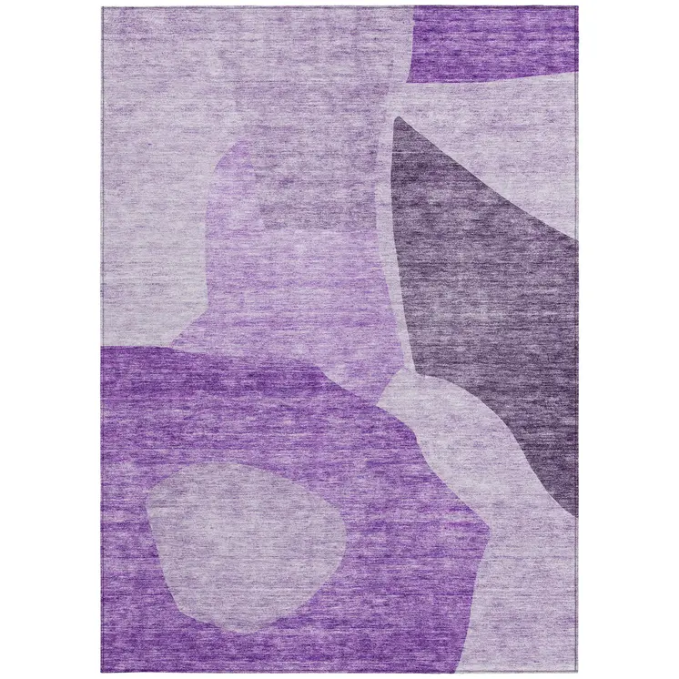 5' X 8' Eggplant Purple And Lilac Abstract Washable Indoor Outdoor Area Rug