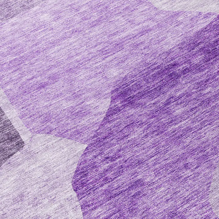 8' Eggplant Purple And Lilac Round Abstract Washable Indoor Outdoor Area Rug
