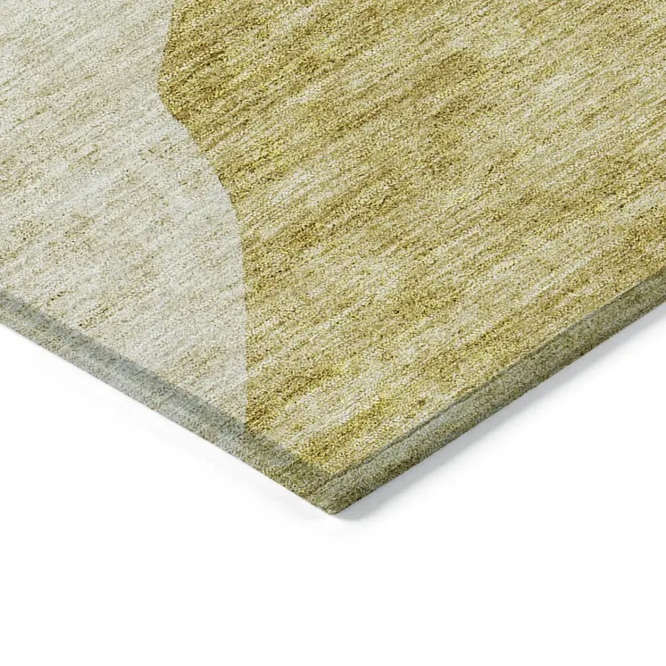 3' X 5' Gold Beige And Wheat Abstract Washable Indoor Outdoor Area Rug