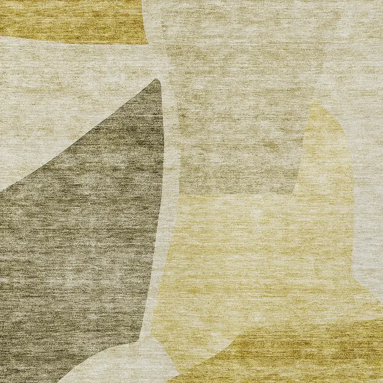 3' X 5' Gold Beige And Wheat Abstract Washable Indoor Outdoor Area Rug