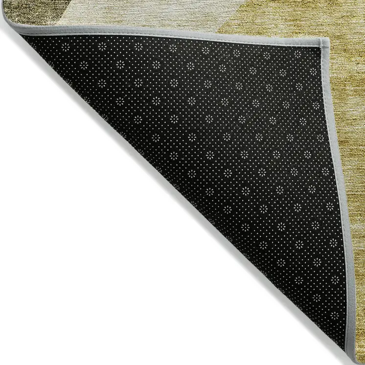 8' X 10' Gold Beige And Wheat Abstract Washable Indoor Outdoor Area Rug