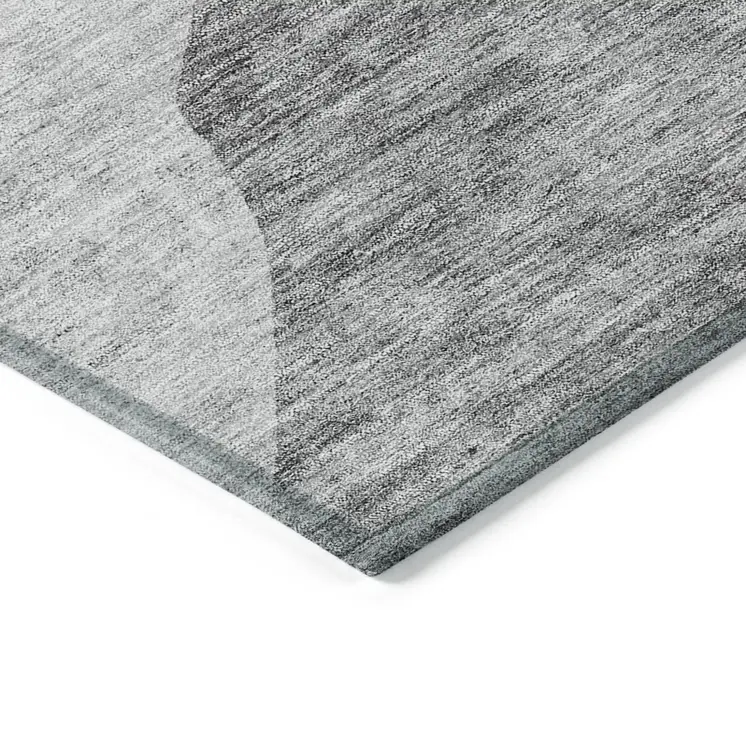 3' X 5' Silver Gray And Graphite Abstract Washable Indoor Outdoor Area Rug