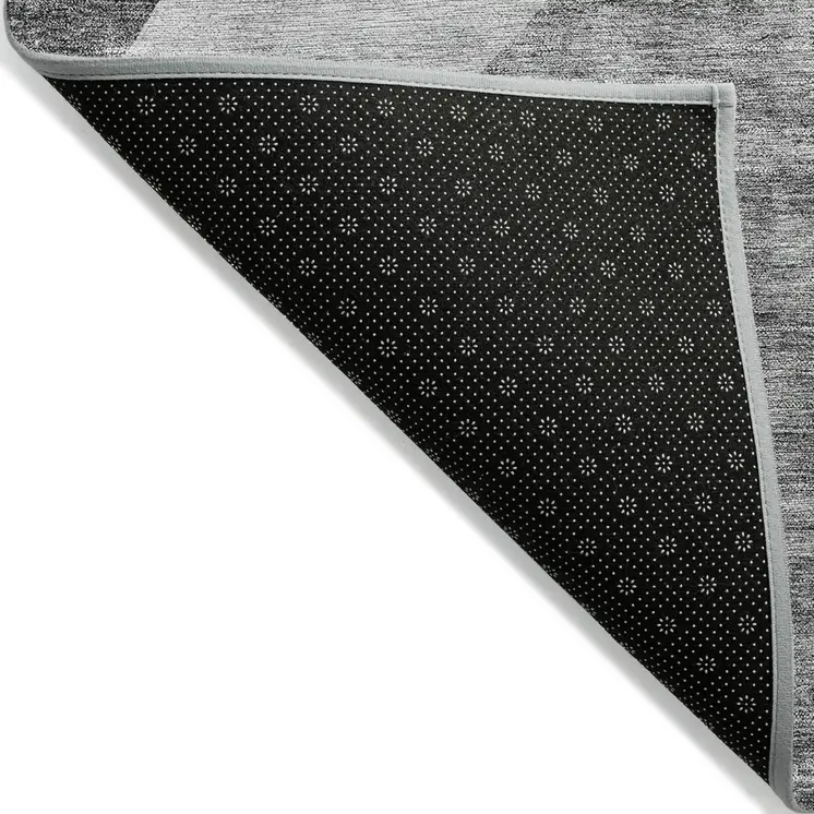 5' X 8' Silver Gray And Graphite Abstract Washable Indoor Outdoor Area Rug