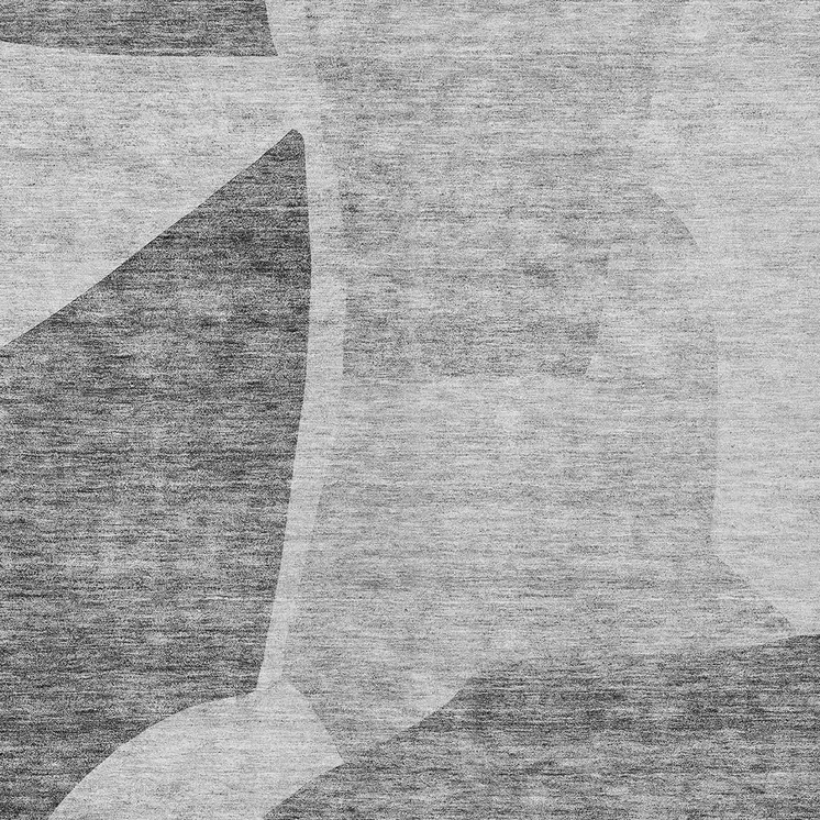 5' X 8' Silver Gray And Graphite Abstract Washable Indoor Outdoor Area Rug