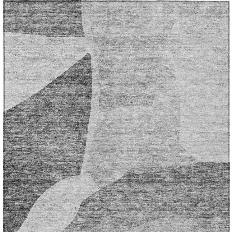 8' X 10' Silver Gray And Graphite Abstract Washable Indoor Outdoor Area Rug