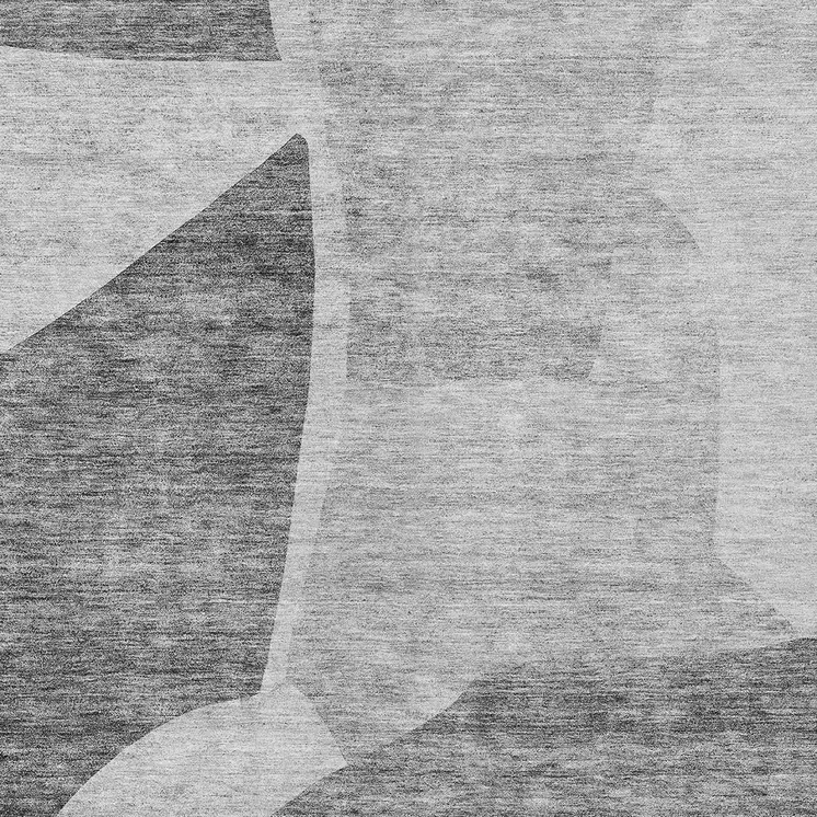 10' X 14' Silver Gray And Graphite Abstract Washable Indoor Outdoor Area Rug