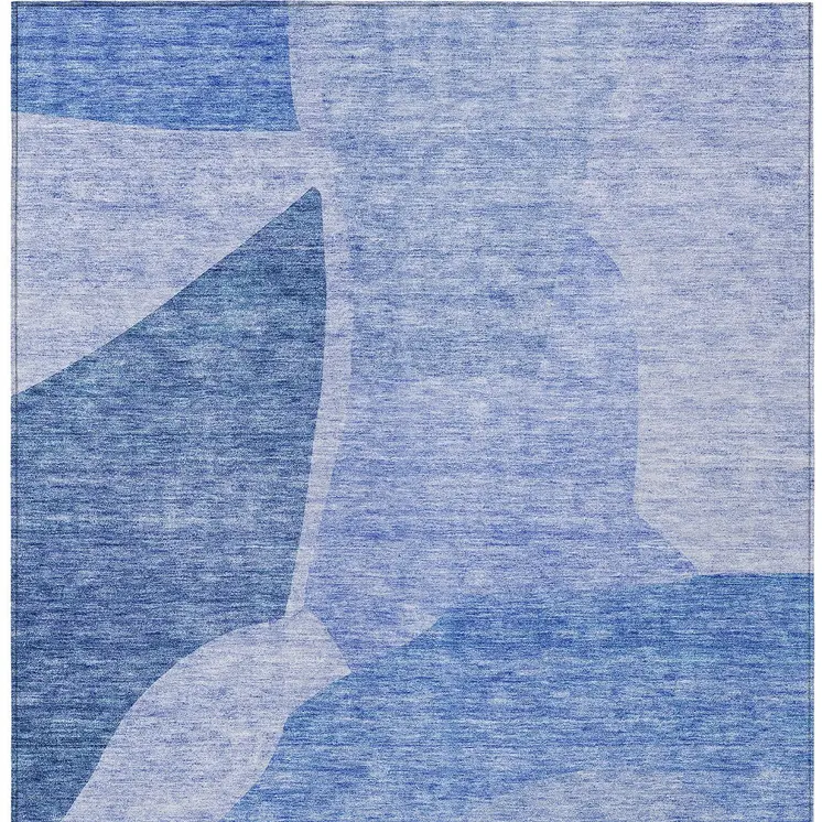 5' X 8' Navy Blue And Denim Blue Abstract Washable Indoor Outdoor Area Rug