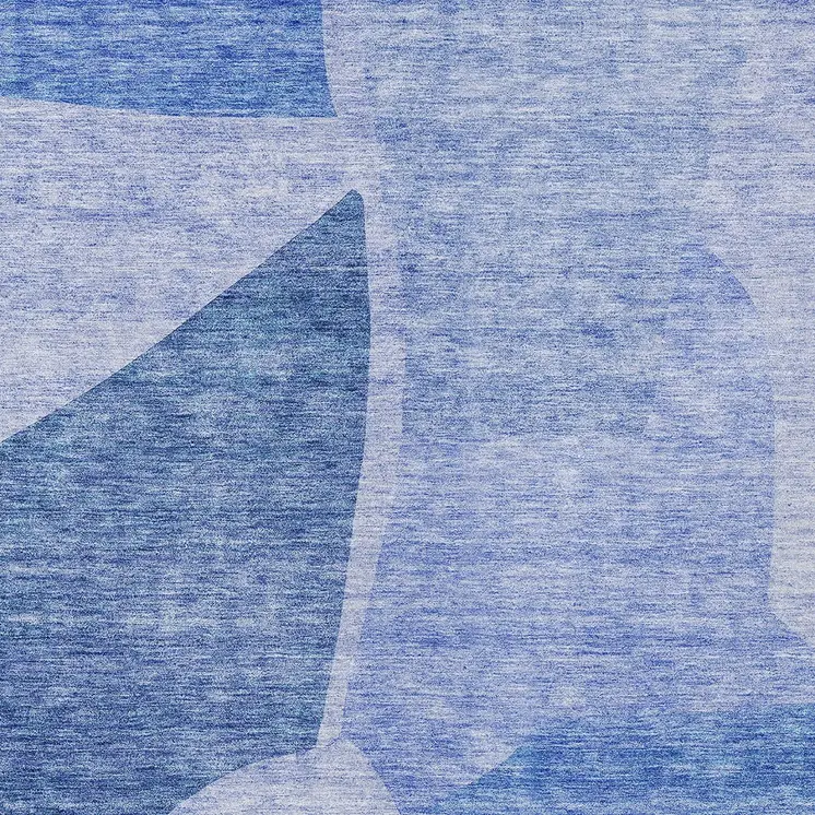 5' X 8' Navy Blue And Denim Blue Abstract Washable Indoor Outdoor Area Rug