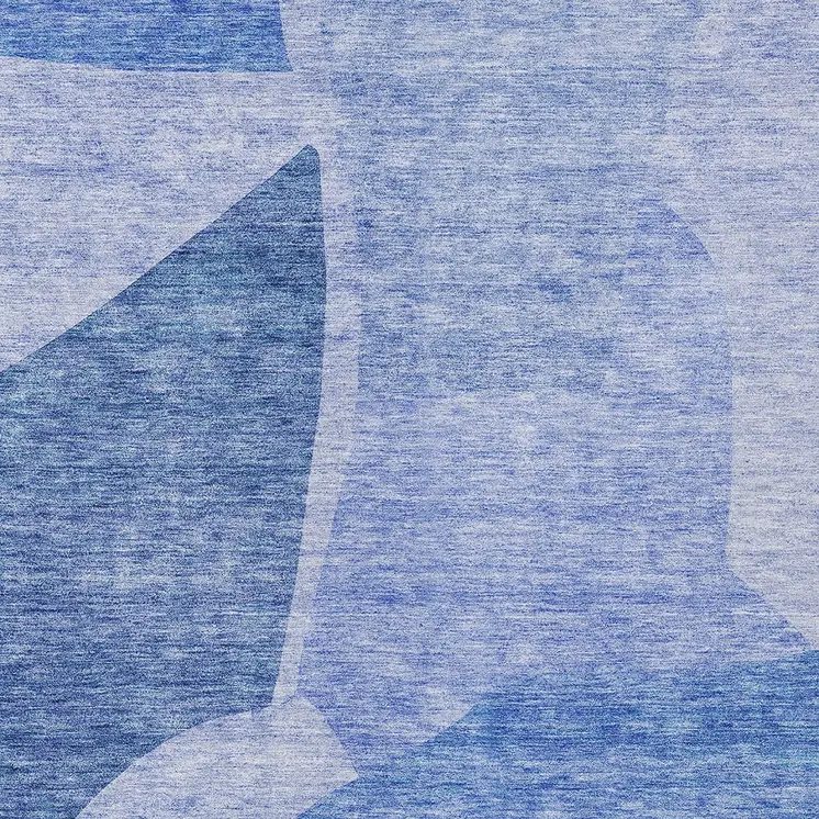 8' X 10' Navy Blue And Denim Blue Abstract Washable Indoor Outdoor Area Rug