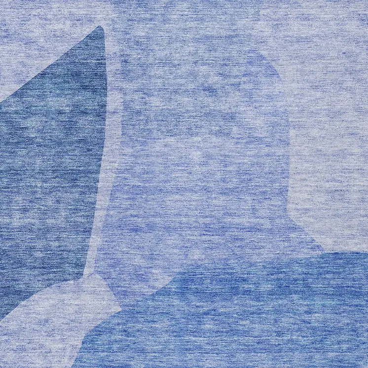 9' X 12' Navy Blue And Denim Blue Abstract Washable Indoor Outdoor Area Rug