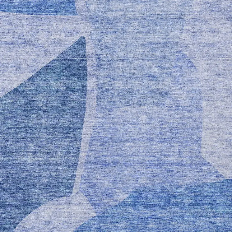 10' X 14' Navy Blue And Denim Blue Abstract Washable Indoor Outdoor Area Rug