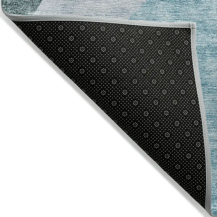 5' X 8' Teal Blue Artichoke Green And Blue Abstract Washable Indoor Outdoor Area Rug