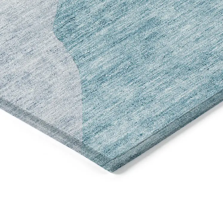 9' X 12' Teal Blue Artichoke Green And Blue Abstract Washable Indoor Outdoor Area Rug