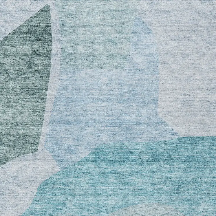 10' X 14' Teal Blue Artichoke Green And Blue Abstract Washable Indoor Outdoor Area Rug