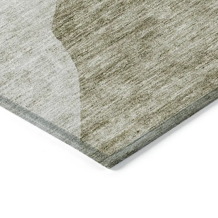 3' X 5' Taupe Brown And Beige Abstract Washable Indoor Outdoor Area Rug