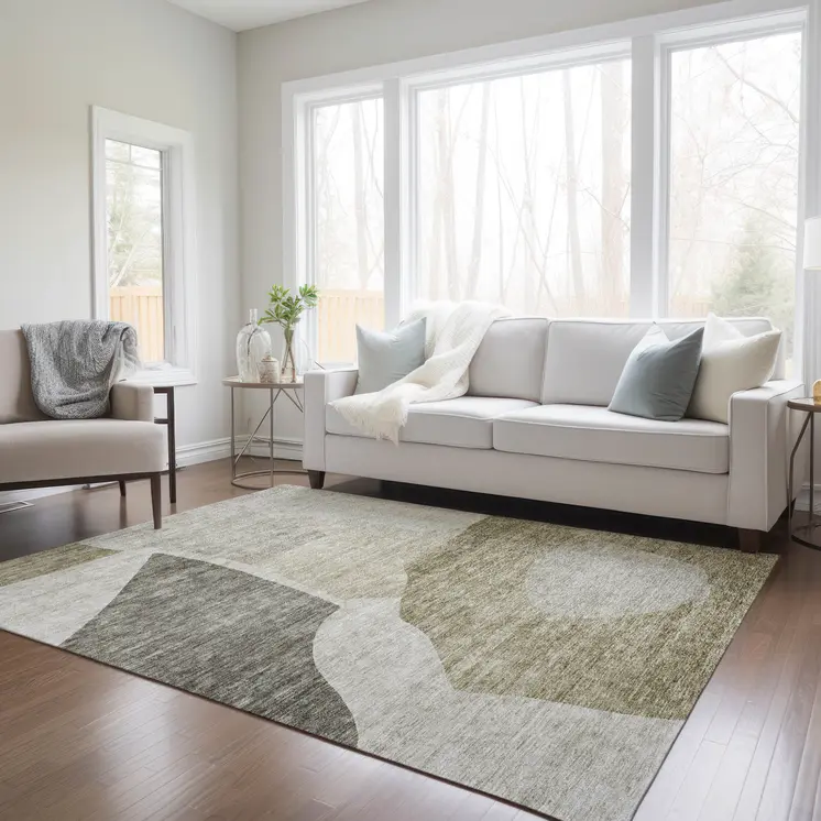 3' X 5' Taupe Brown And Beige Abstract Washable Indoor Outdoor Area Rug