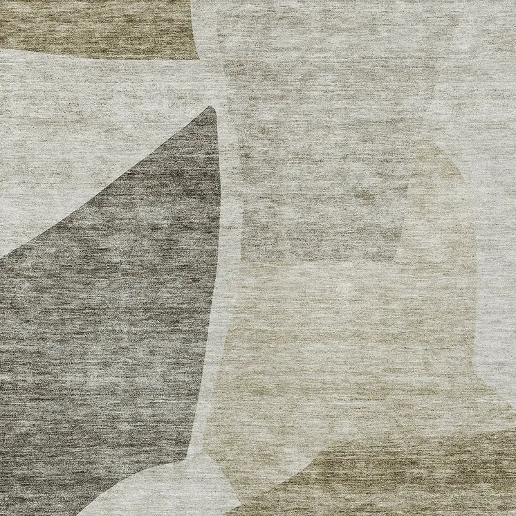 5' X 8' Taupe Brown And Beige Abstract Washable Indoor Outdoor Area Rug