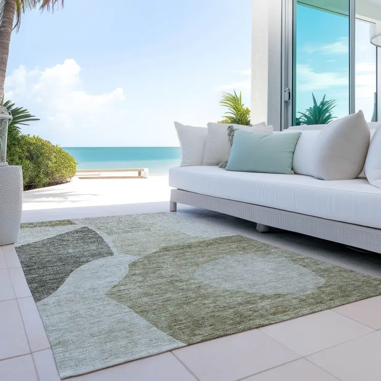 9' X 12' Taupe Brown And Beige Abstract Washable Indoor Outdoor Area Rug