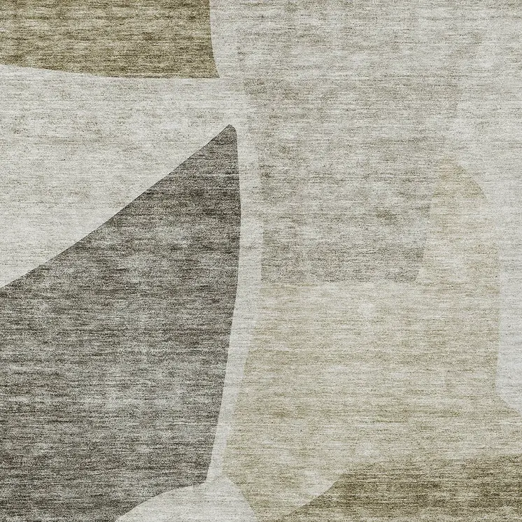 10' X 14' Taupe Brown And Beige Abstract Washable Indoor Outdoor Area Rug