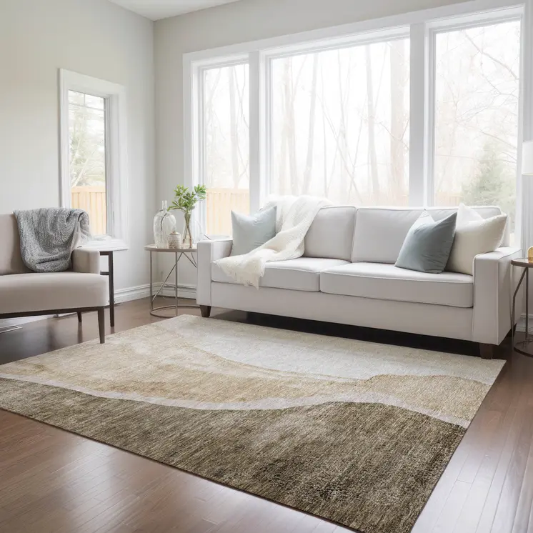 10' X 14' Brown And Taupe Abstract Washable Indoor Outdoor Area Rug