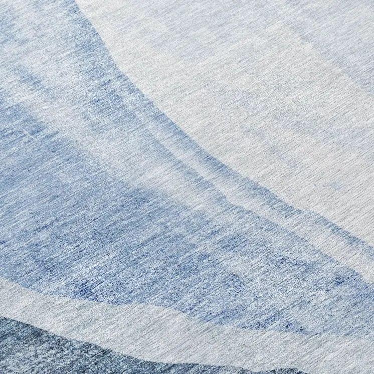 8' Navy Blue And Sky Blue Round Abstract Washable Indoor Outdoor Area Rug