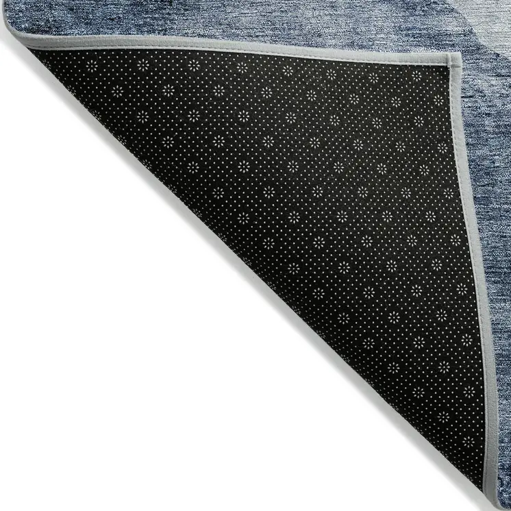 10' X 14' Navy Blue And Sky Blue Abstract Washable Indoor Outdoor Area Rug