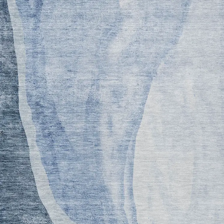 10' X 14' Navy Blue And Sky Blue Abstract Washable Indoor Outdoor Area Rug