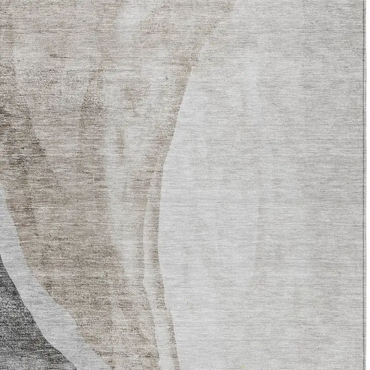 5' X 8' Charcoal Gray And Taupe Abstract Washable Indoor Outdoor Area Rug