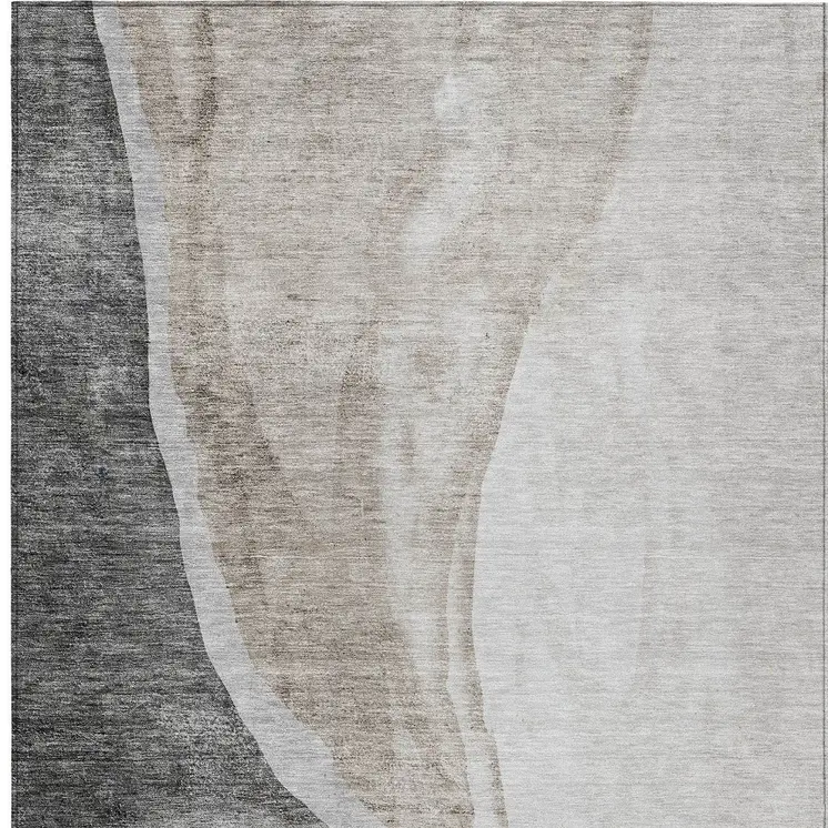 8' X 10' Charcoal Gray And Taupe Abstract Washable Indoor Outdoor Area Rug