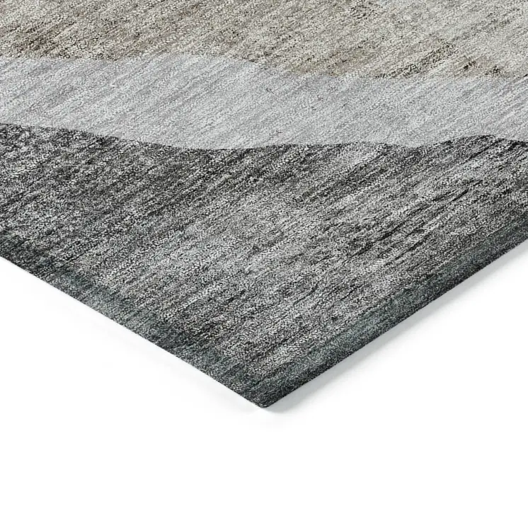 9' X 12' Charcoal Gray And Taupe Abstract Washable Indoor Outdoor Area Rug