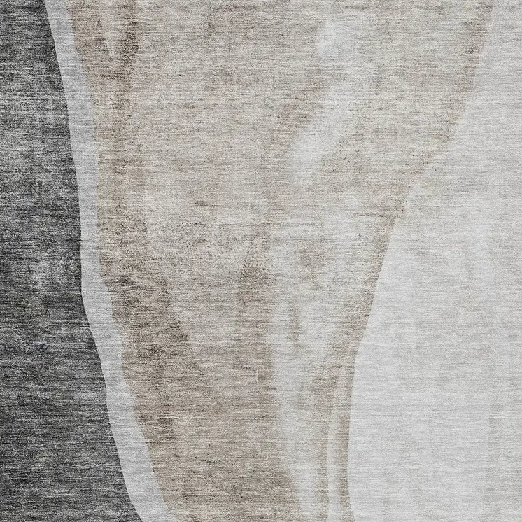 9' X 12' Charcoal Gray And Taupe Abstract Washable Indoor Outdoor Area Rug