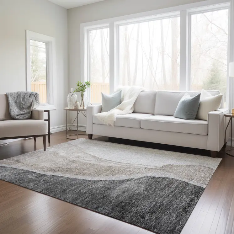10' X 14' Charcoal Gray And Taupe Abstract Washable Indoor Outdoor Area Rug