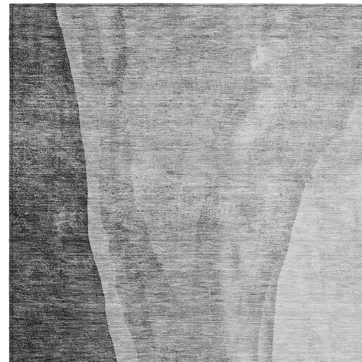 3' X 5' Gray Charcoal And Silver Abstract Washable Indoor Outdoor Area Rug