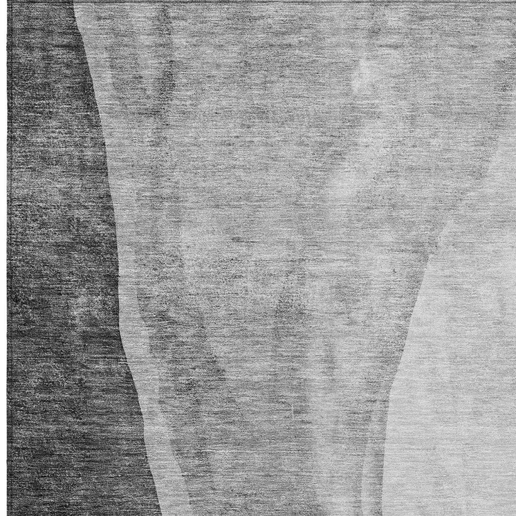 5' X 8' Gray Charcoal And Silver Abstract Washable Indoor Outdoor Area Rug