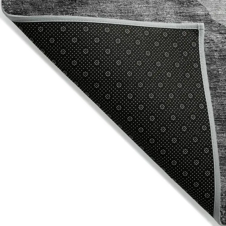 9' X 12' Gray Charcoal And Silver Abstract Washable Indoor Outdoor Area Rug